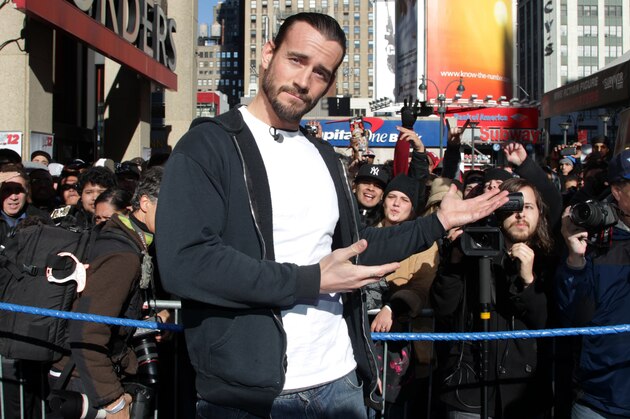 WWE Superstar CM Punk poses at Madison Square Garden, Friday, Nov. 18, 2011, in New York, during a rally leading up to the 25th Anniversary of Survivor Series, taking place Sunday at Madison Square Garden.  The event will feature actor and wrestling favorite Dwayne