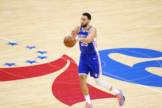 Philadelphia 76ers' Ben Simmons plays during Game 5 in a second-round NBA basketball playoff series against the Atlanta Hawks, Wednesday, June 16, 2021, in Philadelphia. (AP Photo/Matt Slocum) Philadelphia 76ers' Ben Simmons plays during Game 5 in a second-round NBA basketball playoff series against the Atlanta Hawks, Wednesday, June 16, 2021, in Philadelphia. (AP Photo/Matt Slocum)