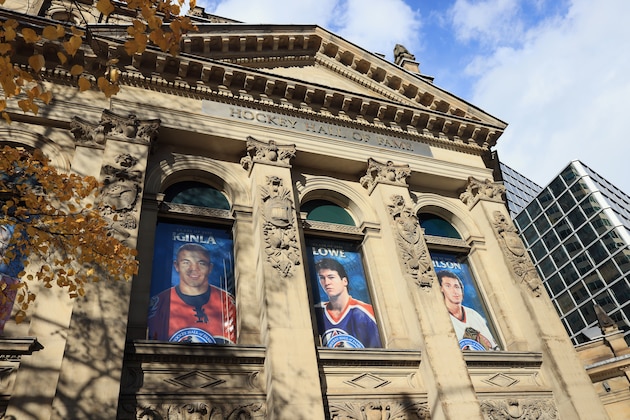 TORONTO, ONTARIO - NOVEMBER 12: The Hockey hall of Fame is decorated for the upcoming induction ceremonies at the Hockey Hall Of Fame on November 12, 2021 in Toronto, Ontario, Canada. (Photo by Bruce Bennett/Getty Images)