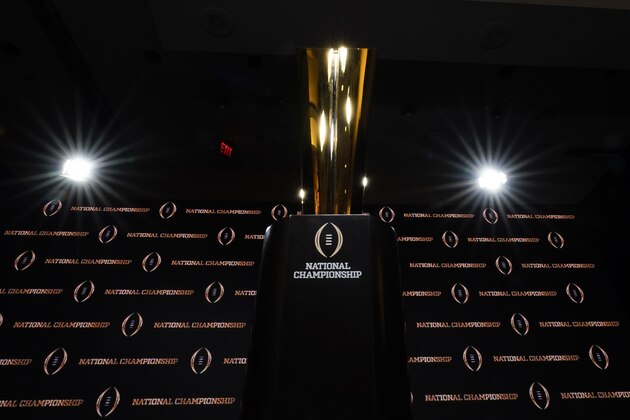 FILE - In this Sunday, Jan. 12, 2020, file photo, the trophy is displayed before a news conference for the NCAA College Football Playoff national championship game, in New Orleans. The more people who get angry with the College Football Playoff, the more likely it is to change. (AP Photo/David J. Phillip, File)