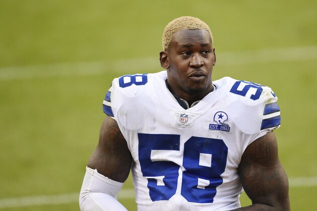 LANDOVER, MARYLAND - OCTOBER 25: Aldon Smith #58 of the Dallas Cowboys walks off the field after their 25-3 loss against the Washington Football Team at FedExField on October 25, 2020 in Landover, Maryland. (Photo by Patrick McDermott/Getty Images)