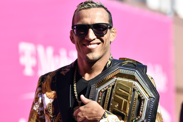 LAS VEGAS, NEVADA - JULY 10: UFC lightweight champion Charles Oliveira arrives at T-Mobile Arena during the UFC 264 event on July 10, 2021 in Las Vegas, Nevada. (Photo by Chris Unger/Zuffa LLC)