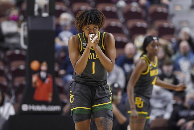 Baylor's NaLyssa Smith (1) in the first half of an NCAA college basketball game, Sunday, Dec. 19, 2021, in Uncasville, Conn. (AP Photo/Jessica Hill)