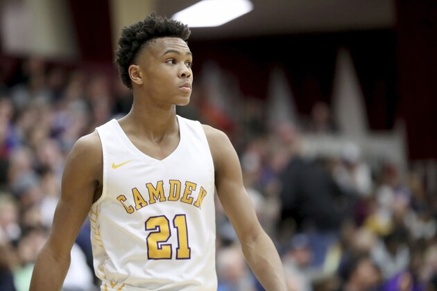 Camden's Dajuan Wagner #21 is seen against Rancho Christian during a high school basketball game at the Hoophall Classic, Saturday, January 18, 2020, in Springfield, MA. (AP Photo/Gregory Payan)