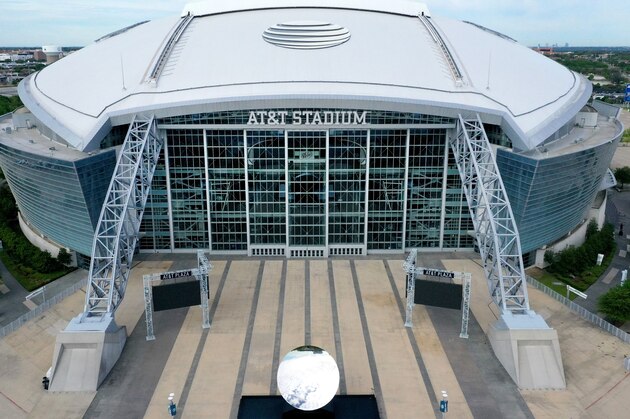 ARLINGTON, TEXAS - APRIL 01: An aerial drone view of AT&T Stadium, where the Dallas Cowboys NFL football team plays, on April 01, 2020 in Arlington, Texas. The NBA, NHL, NCAA and MLB have all announced cancellations or postponements of events because of COVID-19. (Photo by Tom Pennington/Getty Images)