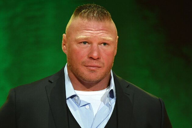 LAS VEGAS, NEVADA - OCTOBER 11:  WWE champion Brock Lesnar speaks during a WWE news conference at T-Mobile Arena on October 11, 2019 in Las Vegas, Nevada. Lesnar will face former UFC heavyweight champion Cain Velasquez and WWE wrestler Braun Strowman will take on heavyweight boxer Tyson Fury at the WWE's Crown Jewel event at Fahd International Stadium in Riyadh, Saudi Arabia on October 31.  (Photo by Ethan Miller/Getty Images)