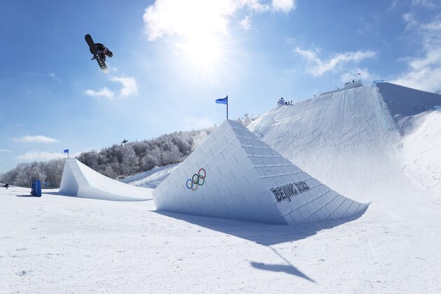ZHANGJIAKOU, CHINA - FEBRUARY 04: Redmond Gerard of Team United States performs a trick during the Snowboard Slopestyle Training session ahead of the Beijing 2022 Winter Olympic Games at the Genting Snow Park on February 04, 2022 in Zhangjiakou, China. (Photo by Cameron Spencer/Getty Images)