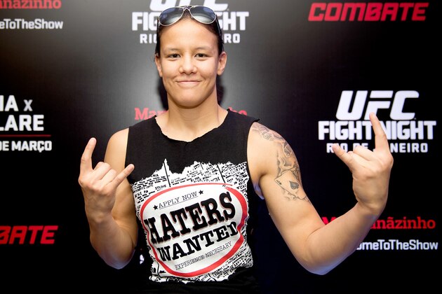 RIO DE JANEIRO, BRAZIL - MARCH 19: UFC Bantamweight Fighter Shayna Baszler of the US poses during the Ultimate Media Day at the Pestana Hotel on March 19, 2015 in Rio de Janeiro, Brazil. (Photo by Buda Mendes/Zuffa LLC/Zuffa LLC via Getty Images)