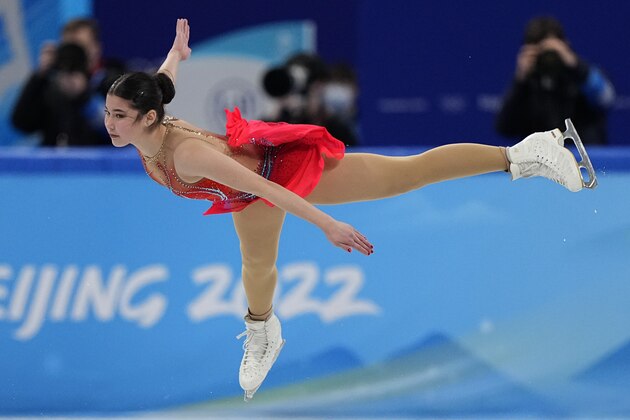 Alysa Liu, of the United States, competes in the women's short program during the figure skating at the 2022 Winter Olympics, Tuesday, Feb. 15, 2022, in Beijing. (AP Photo/David J. Phillip)