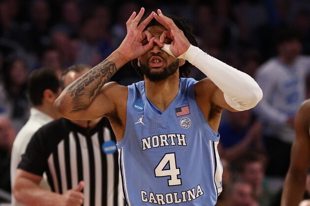 FORT WORTH, TEXAS - MARCH 19: R.J. Davis #4 of the North Carolina Tar Heels reacts after scoring three points in the first half of the game against the Baylor Bears during the second round of the 2022 NCAA Men's Basketball Tournament at Dickies Arena on March 19, 2022 in Fort Worth, Texas. (Photo by Tom Pennington/Getty Images) FORT WORTH, TEXAS - MARCH 19: R.J. Davis #4 of the North Carolina Tar Heels reacts after scoring three points in the first half of the game against the Baylor Bears during the second round of the 2022 NCAA Men's Basketball Tournament at Dickies Arena on March 19, 2022 in Fort Worth, Texas. (Photo by Tom Pennington/Getty Images)