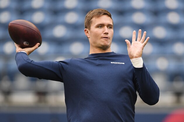 SEATTLE, WASHINGTON - AUGUST 21: Denver Broncos quarterback Drew Lock (3) warms-up at Lumen Field on August 21, 2021 in Seattle, Washington. (Photo by  RJ Sangosti/MediaNews Group/The Denver Post via Getty Images)