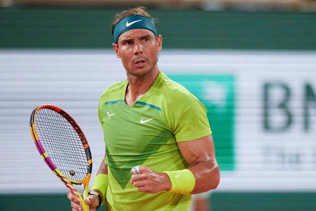 Rafael Nadal of Spain reacts during the men's singles semifinal match against Alexander Zverev of Germany at the French Open tennis tournament at Roland Garros in Paris, France, June 3, 2022. (Photo by Meng Dingbo/Xinhua via Getty Images)