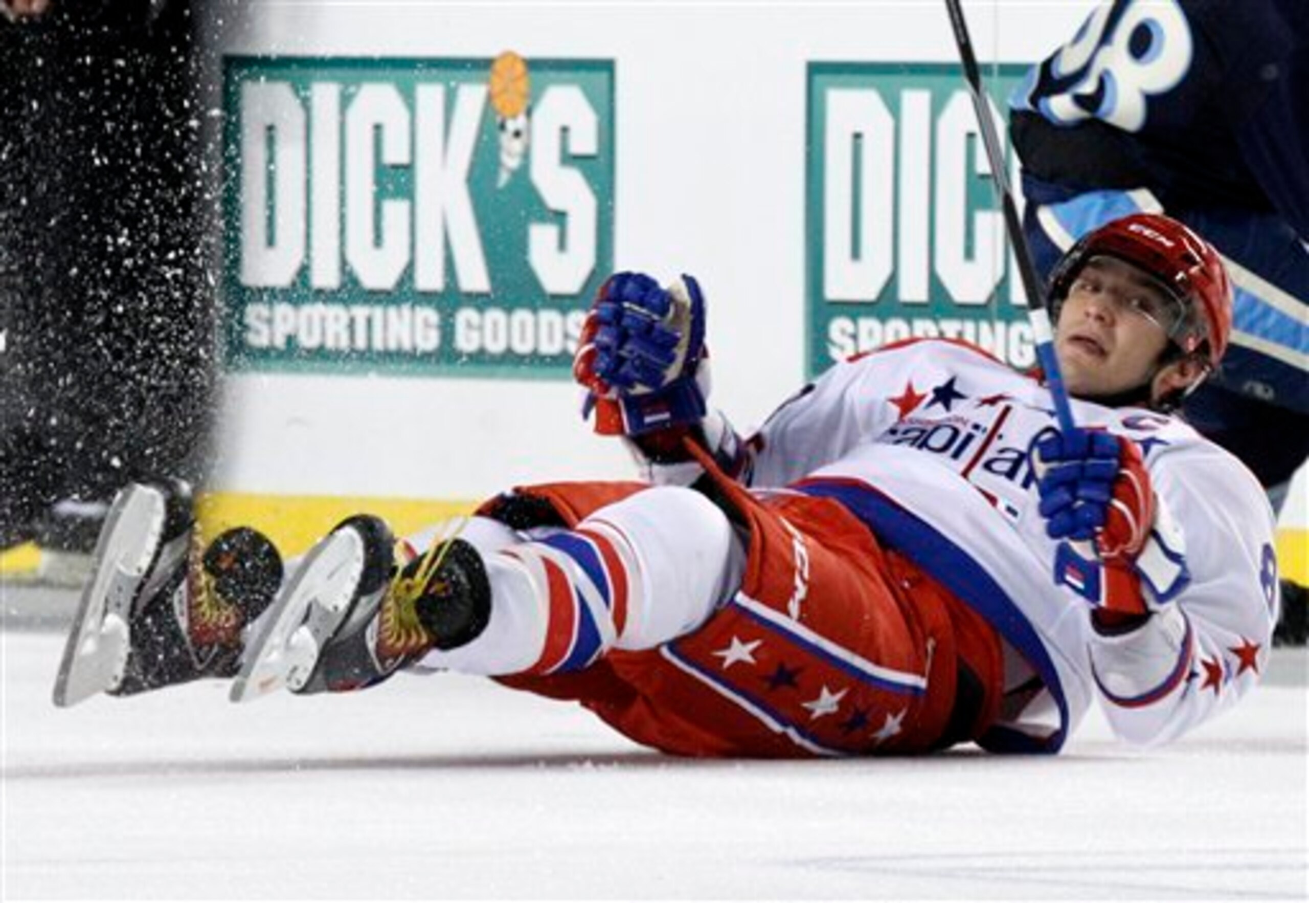 Washington Capitals' Alex Ovechkin (8) falls during the second period of the NHL Winter Classic outdoor hockey game against the Pittsburgh Penguins in Pittsburgh Saturday, Jan. 1, 2011. The Capitals won 3-1. (AP Photo/Gene J. Puskar) Washington Capitals' Alex Ovechkin (8) falls during the second period of the NHL Winter Classic outdoor hockey game against the Pittsburgh Penguins in Pittsburgh Saturday, Jan. 1, 2011. The Capitals won 3-1. (AP Photo/Gene J. Puskar)