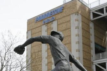 Bob Feller's statue outside of Progressive Field.
