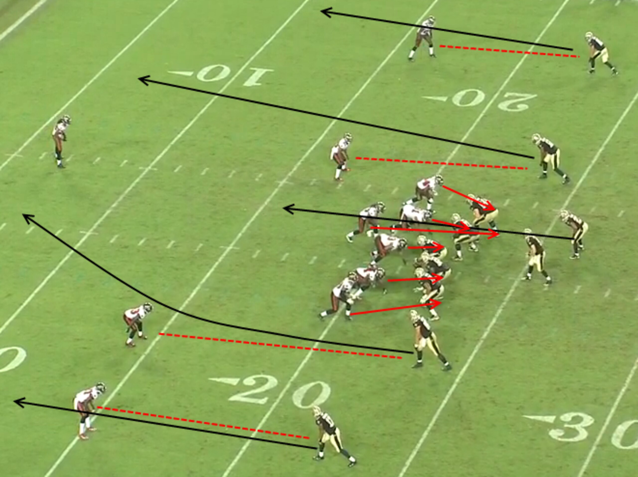 Jimmy Graham's ability to line up wide adds a new element to the Saints' offense. Courtesy of SB Nation.