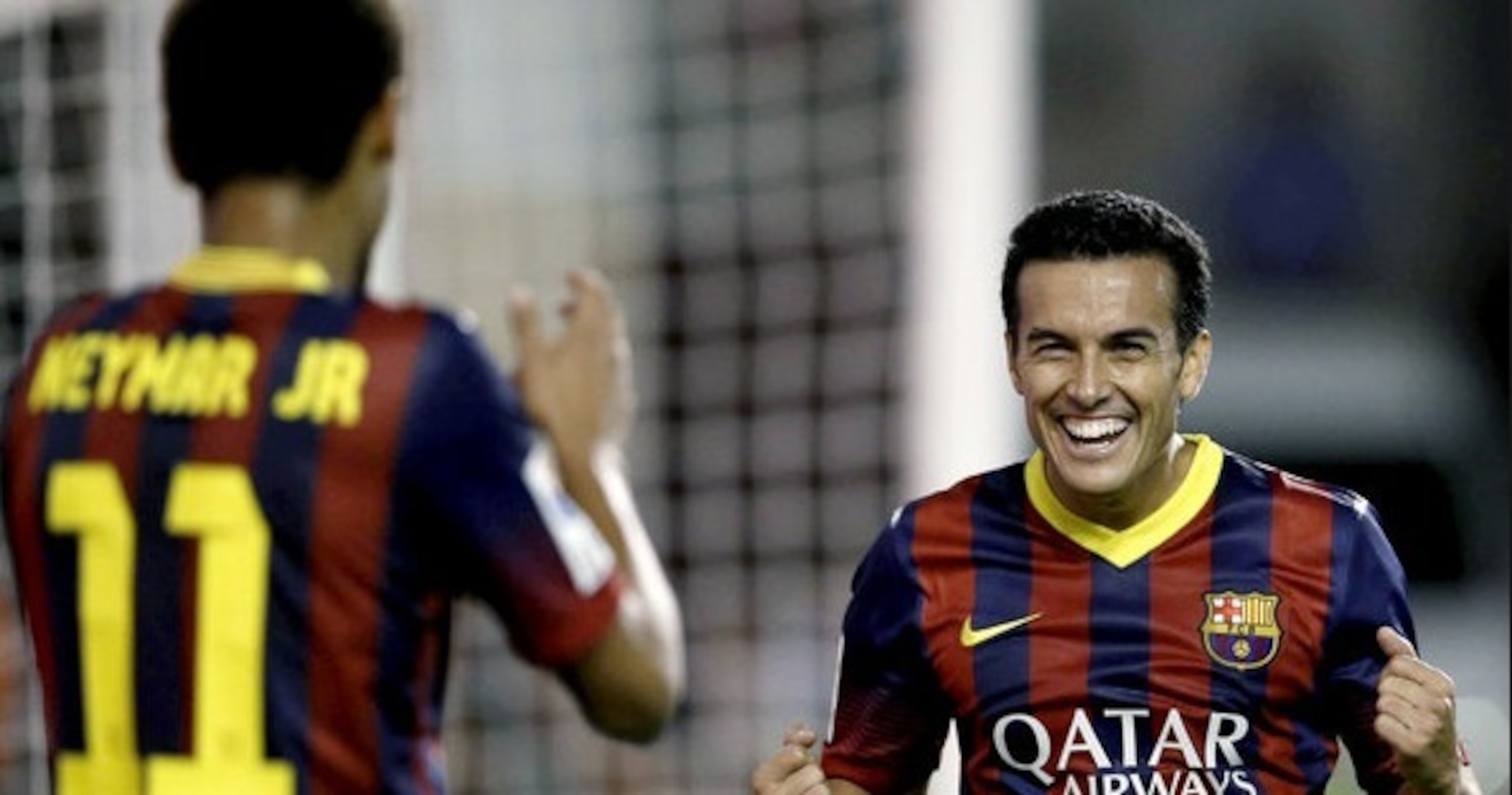 Pedro shows his delight at another Neymar assist. Photo credit: Javier Barbancho/Reuters Pedro shows his delight at another Neymar assist. Photo credit: Javier Barbancho/Reuters
