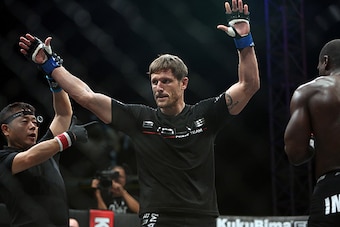 Jake Butler after defeating James Kouame at ONE FC 10. (Photo credit: Dave Mandel/Sherdog)