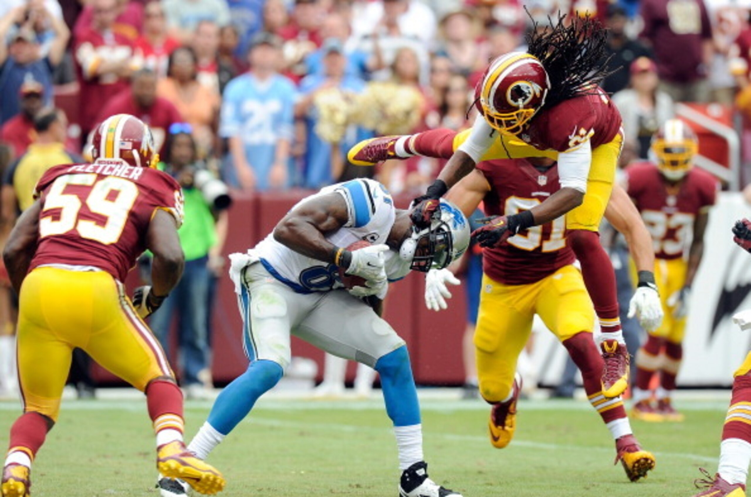 Many of Brandon Meriweather's attempts to tackle were as calamitous as this one.
