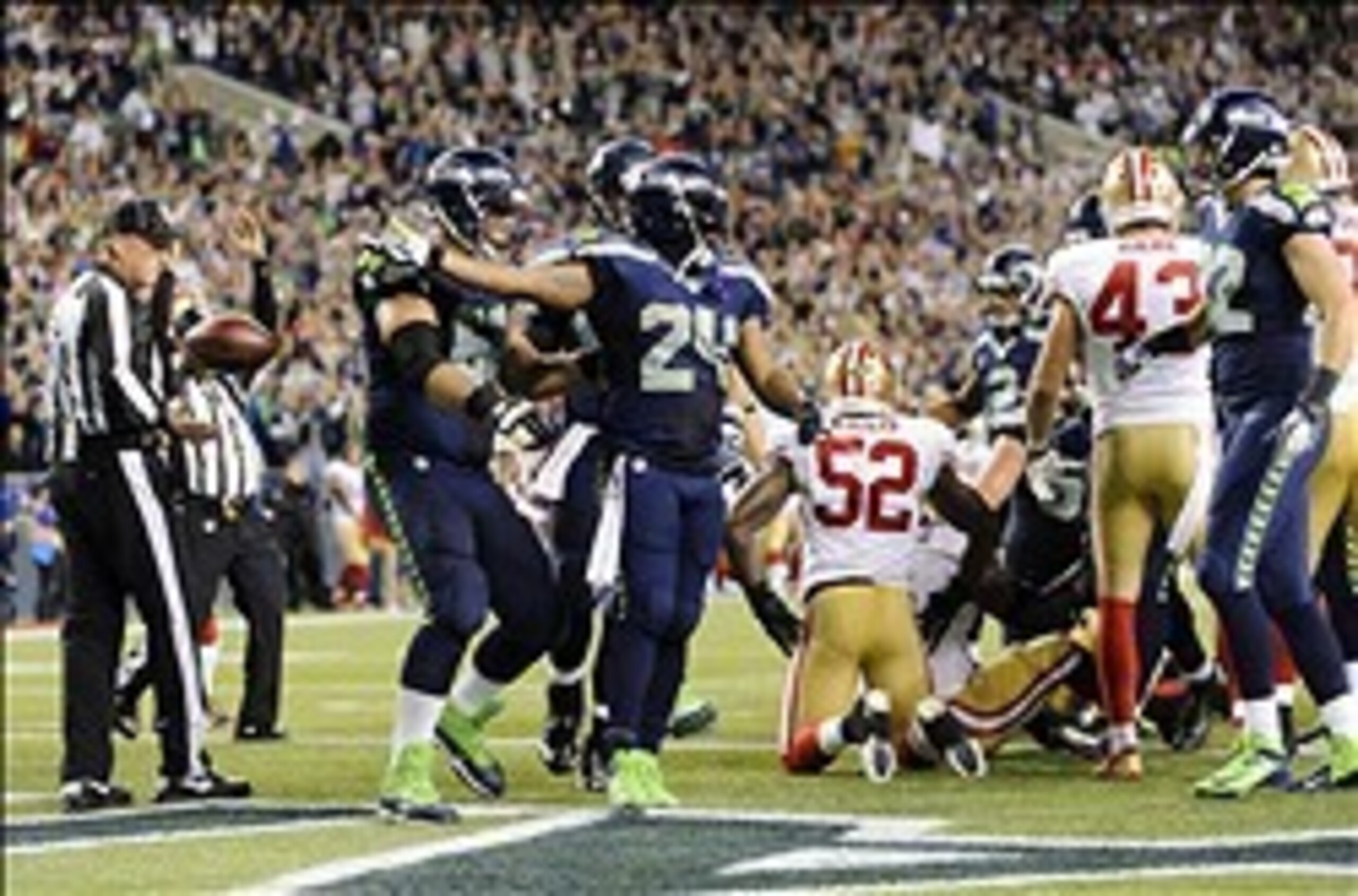 You know what you're getting with Lynch, touchdowns. You know what you're getting with Lynch, touchdowns.