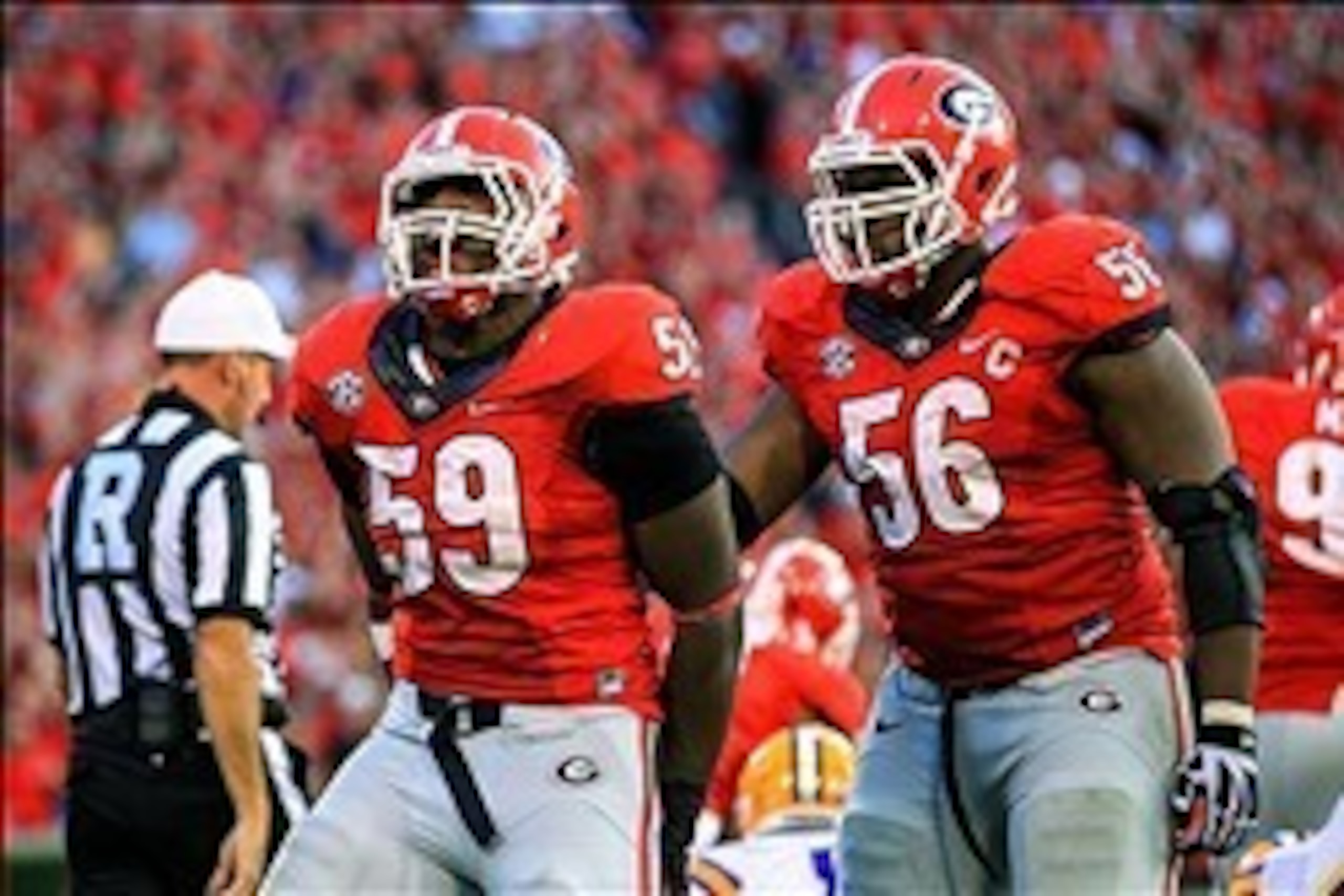 Georgia LB Jordan Jenkins (left) and DE Garrison Smith (right)