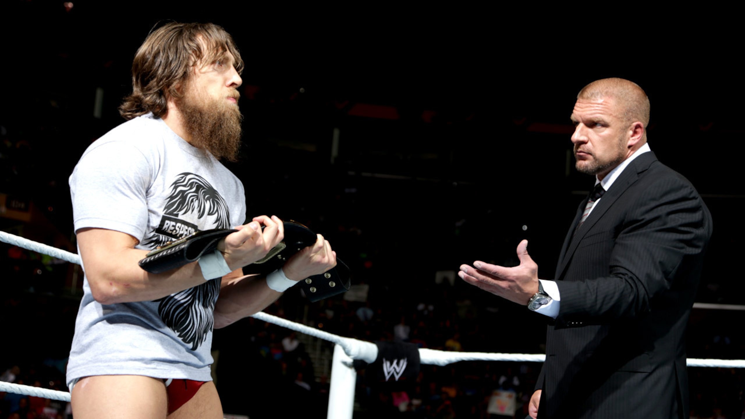 Triple H strips Daniel Bryan of the WWE Championship. (Photo: WWE.com)