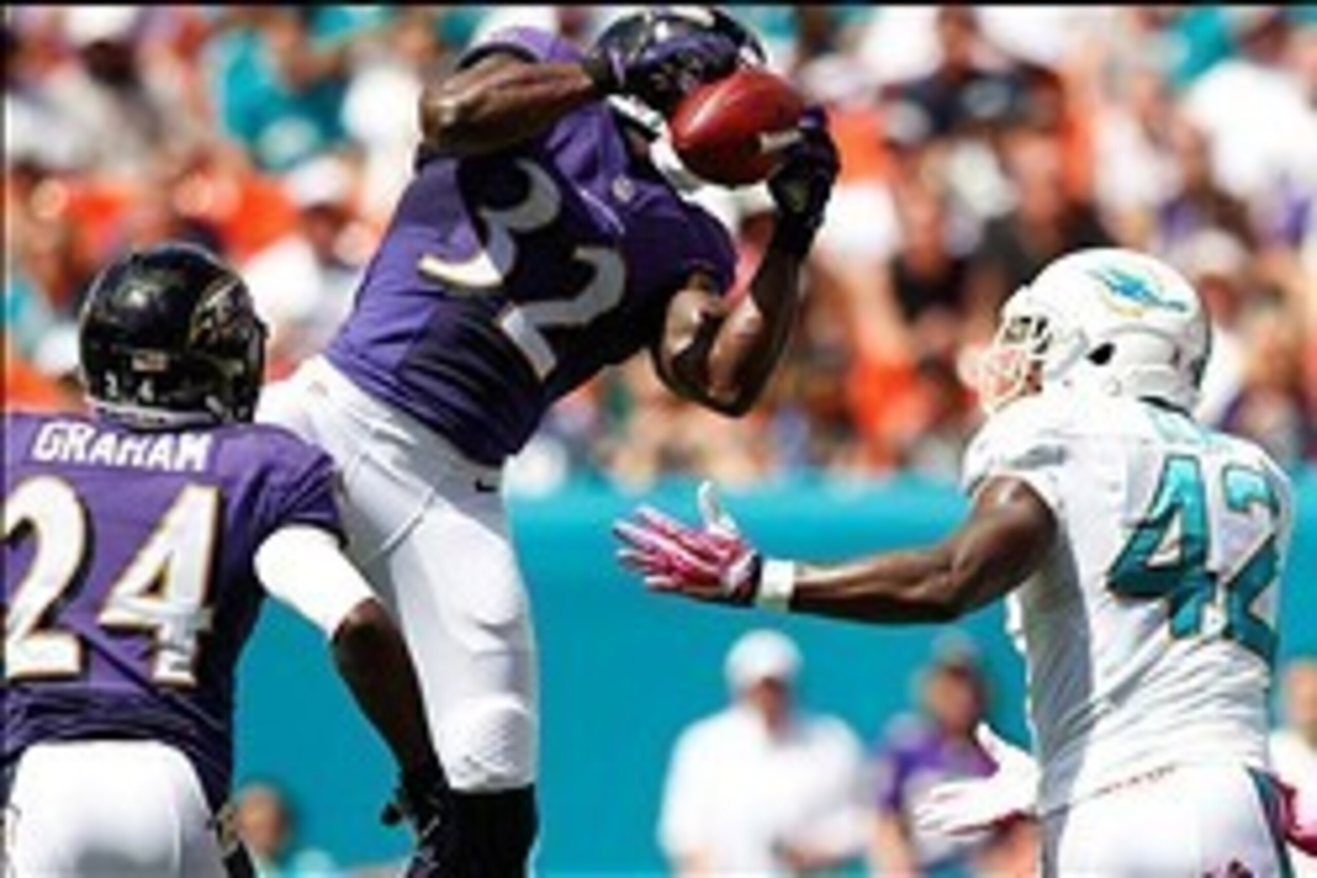 Ihedigbo made a spectacular leaping interception, but he landed out of bounds.