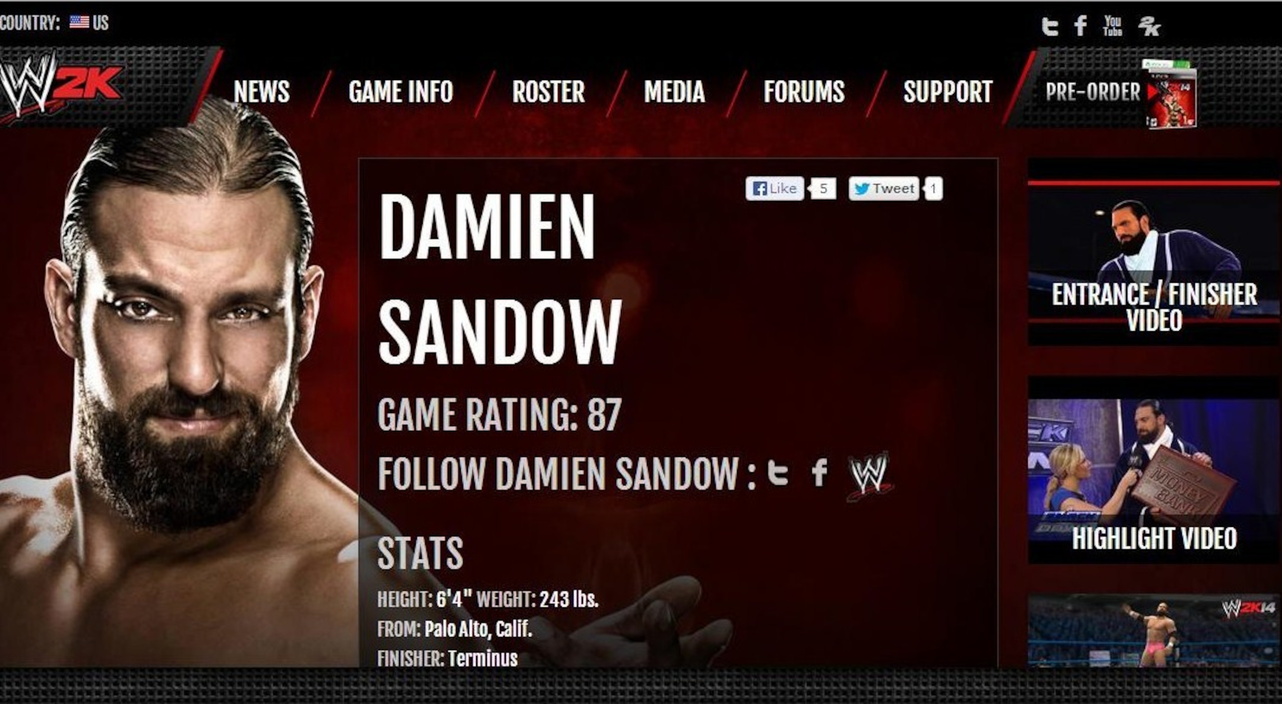 Screenshot from WWE.2K.com