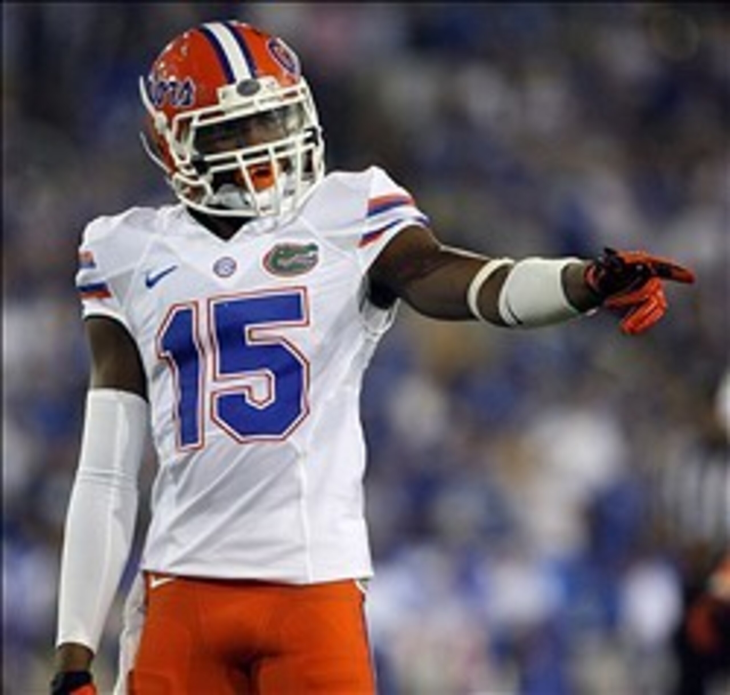 Sep 28, 2013; Lexington, KY, USA; Florida Gators defensive back Loucheiz Purifoy (15) during the game against the Kentucky Wildcats  at Commonwealth Stadium. Florida defeated Kentucky 24-7. Mandatory Credit: Mark Zerof-USA TODAY Sports