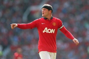 Even United fans have to admire Rooney with one eye closed.