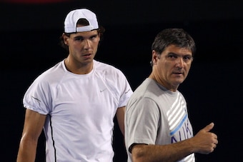 Rafael Nadal follows Uncle Toni, Australian Open 2012.