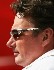 A dapper Jimmy Connors takes in action at the Stella Artois, 2007.