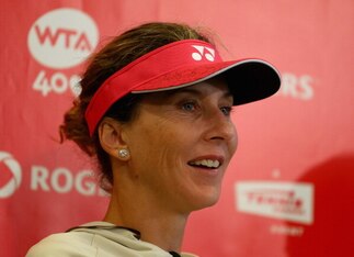 Monica Seles enjoys her return to the Rogers Cup, 2013.
