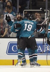 Joe Thornton has been on the ice for 19 of San Jose's 39 goals, making him the Sharks' leader in on-ice hugs.