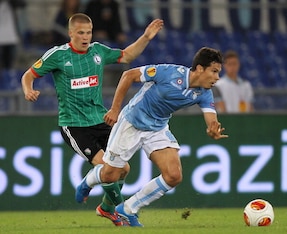 Brazilian midfield maestro Hernanes looks to pass in Lazio's September clash with Warsaw.