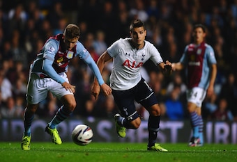 Erik Lamela vs Aston Villa in the Capital One Cup