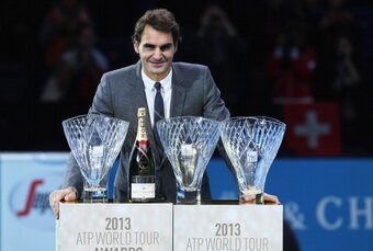 Roger Federer receives three awards at ATP World Tour ceremony.