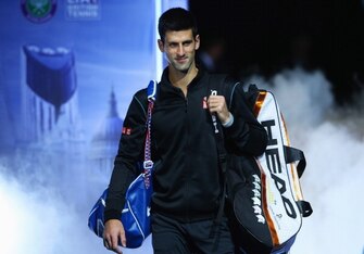Novak Djokovic takes the court for a match at 2013 ATP World Tour Finals.