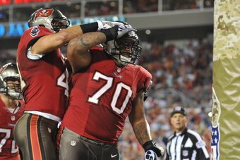 Donald Penn and the Buccaneers earned their first win on Monday night.