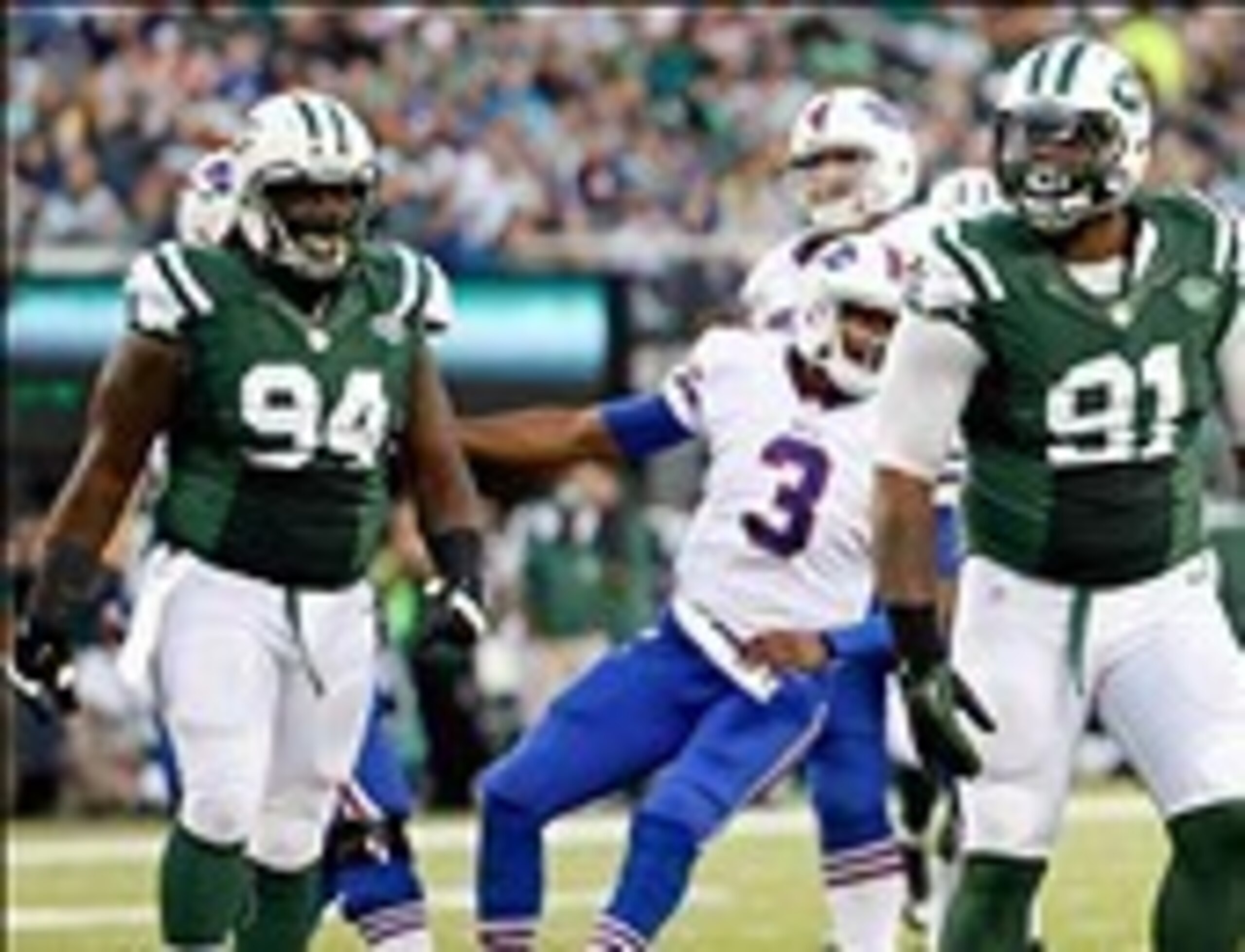 Damon Harrison (94) and Sheldon Richardson (91) form two-thirds of the Jets'