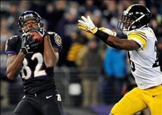 Torrey Smith was on the receiving end of a 54-yard bomb that was just short of a touchdown.