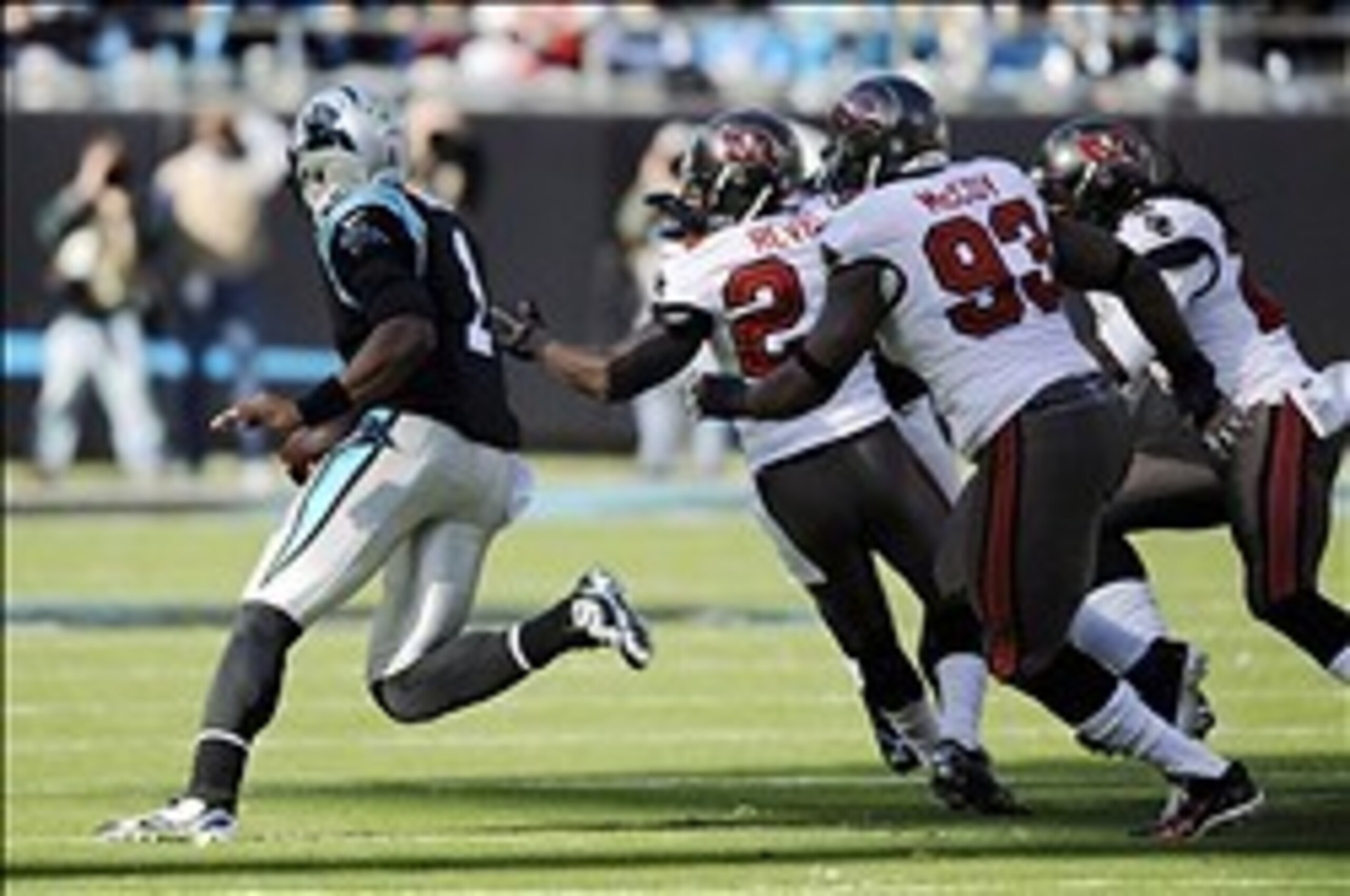 Gerald McCoy was shut down by the Carolina offense. Gerald McCoy was shut down by the Carolina offense.