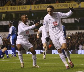 Defoe and Berbatov in action for Spurs in 2007-08. Defoe and Berbatov in action for Spurs in 2007-08.