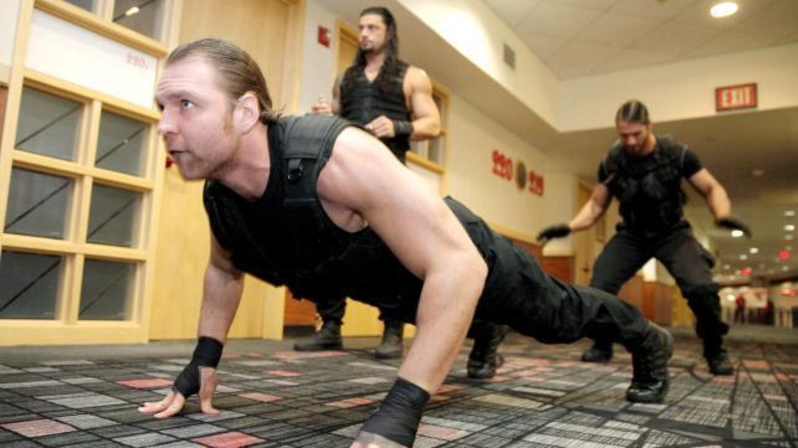 Dean Ambrose works out backstage