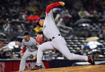 Somehow Hideki Okajima's pitches didn't fly toward the backstop.