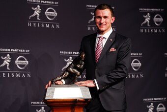 Johnny Manziel wins the Heisman Trophy in 2012.
