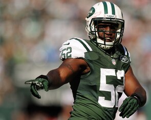 EAST RUTHERFORD, NJ - OCTOBER 20:  David Harris #52 of the New York Jets reacts during the second quarter against the New York Jets at MetLife Stadium on October 20, 2013 in East Rutherford, New Jersey.  (Photo by Maddie Meyer/Getty Images)