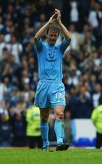 Sheringham bids farewell to White Hart Lane back in 2003.