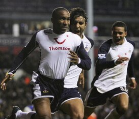 Defoe celebrating one of his over 140 goals for Spurs.