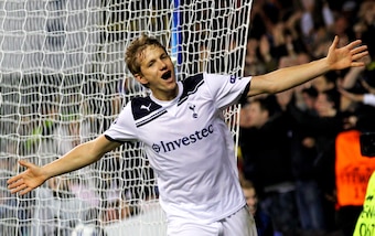 Pavlyuchenko celebrates on a memorable Champions League night against Inter.