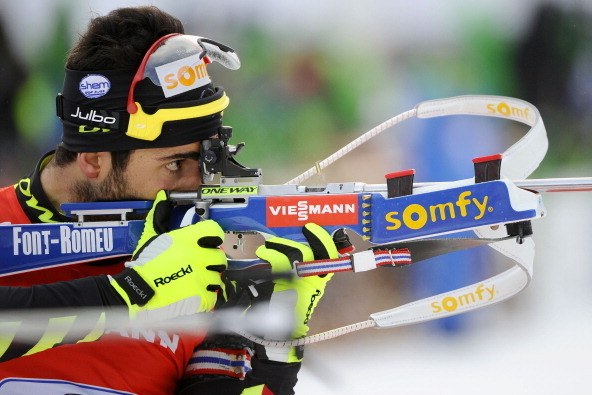 Biathlon combines skiing and shooting.